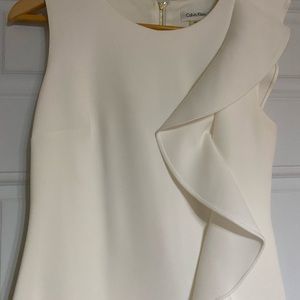 White ruffle Calvin Klein dress